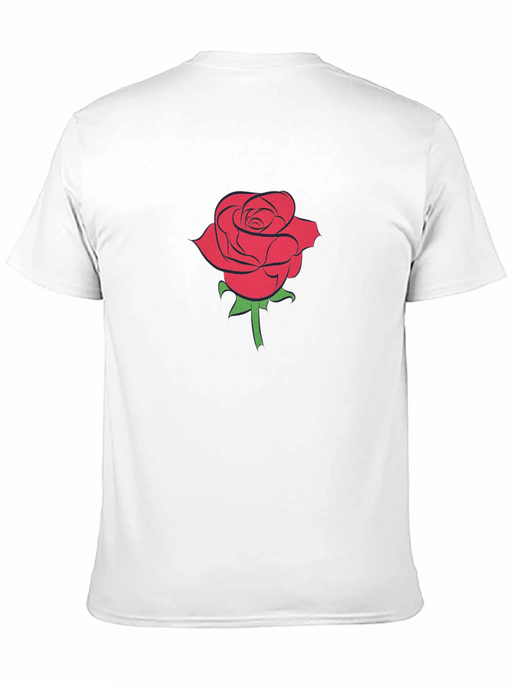 Black T-Shirt with Red Rose Graphic