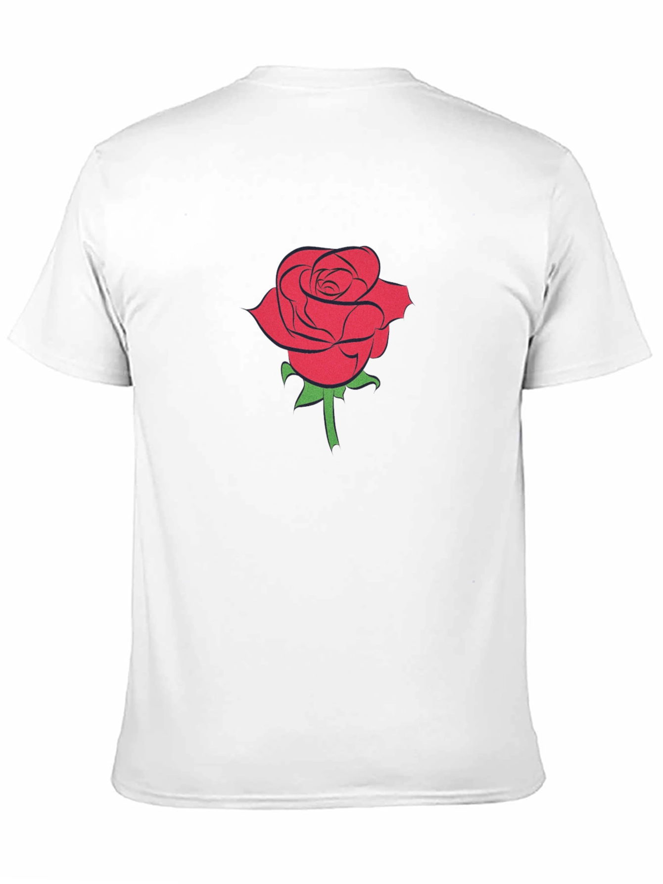 Black T-Shirt with Red Rose Graphic
