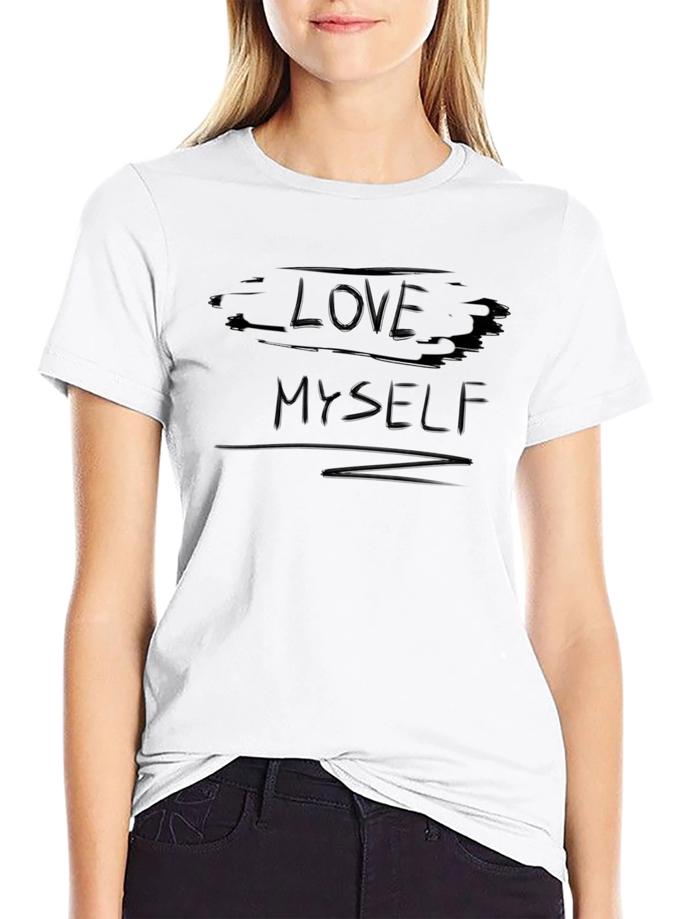 Love Myself Graphic Tee - Black Cotton Comfort