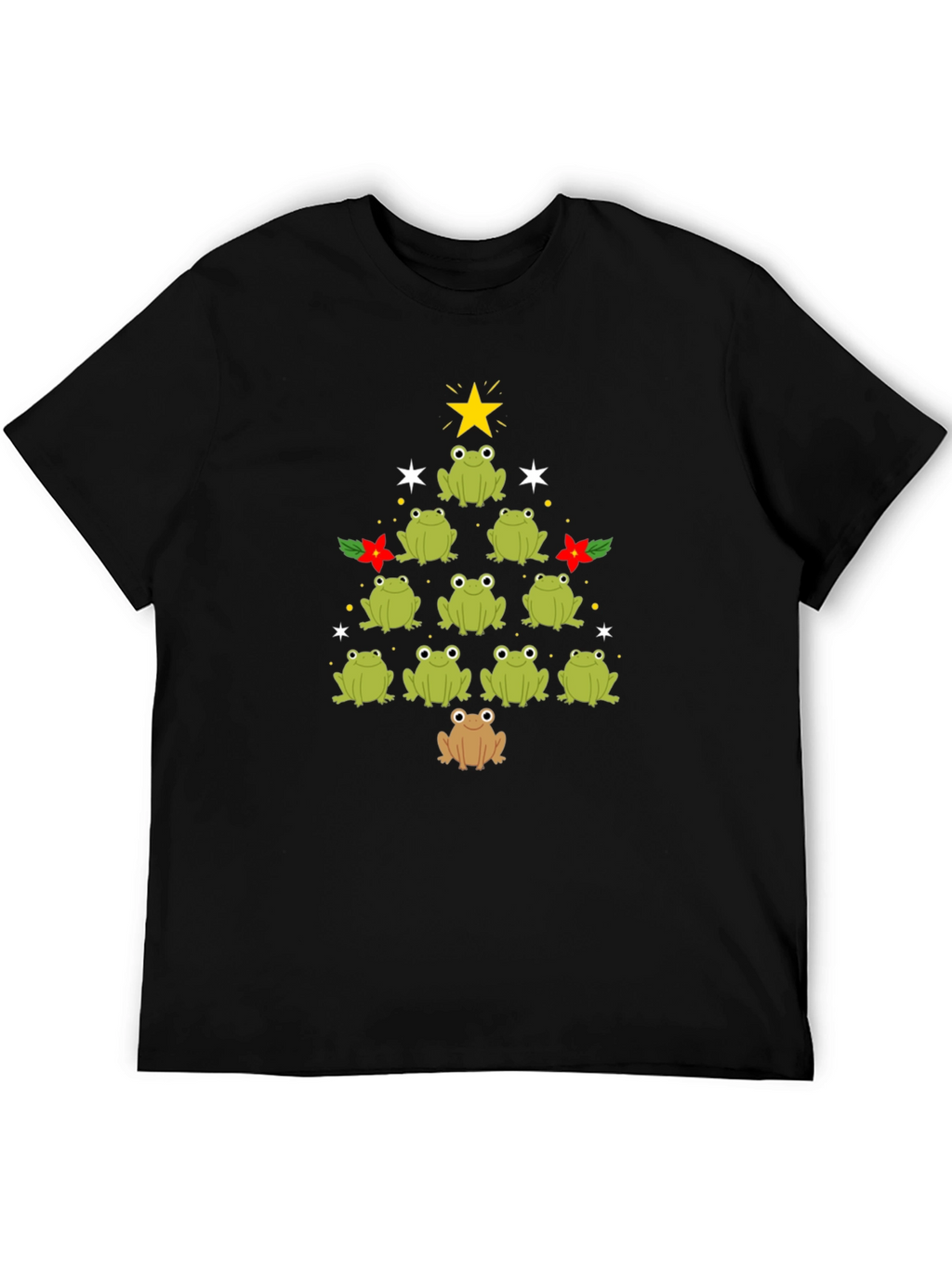 Frog Christmas Tree Black T-Shirt