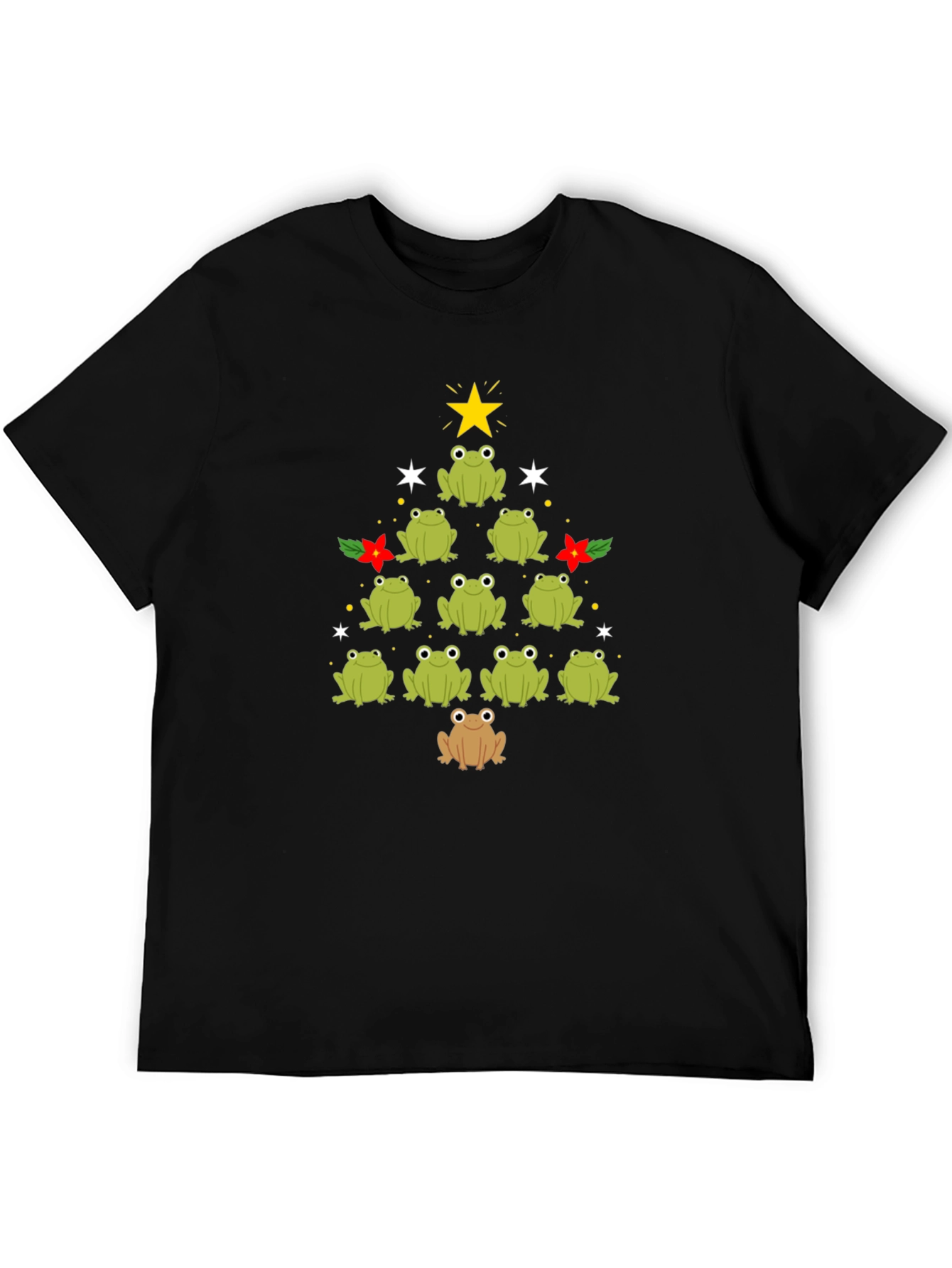 Frog Christmas Tree Black T-Shirt
