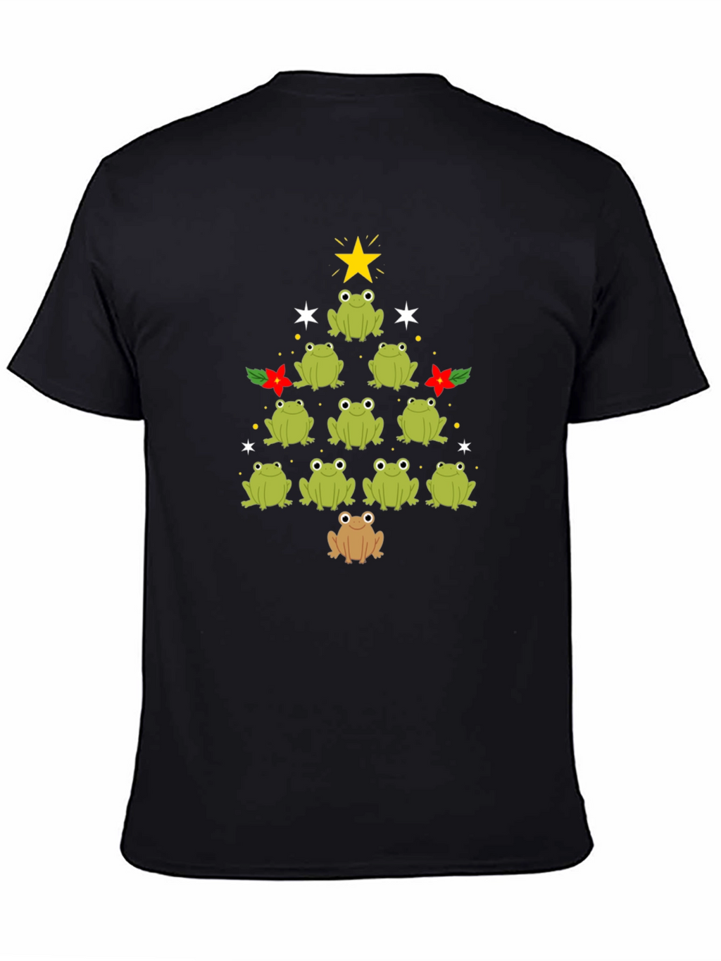 Frog Christmas Tree Black T-Shirt