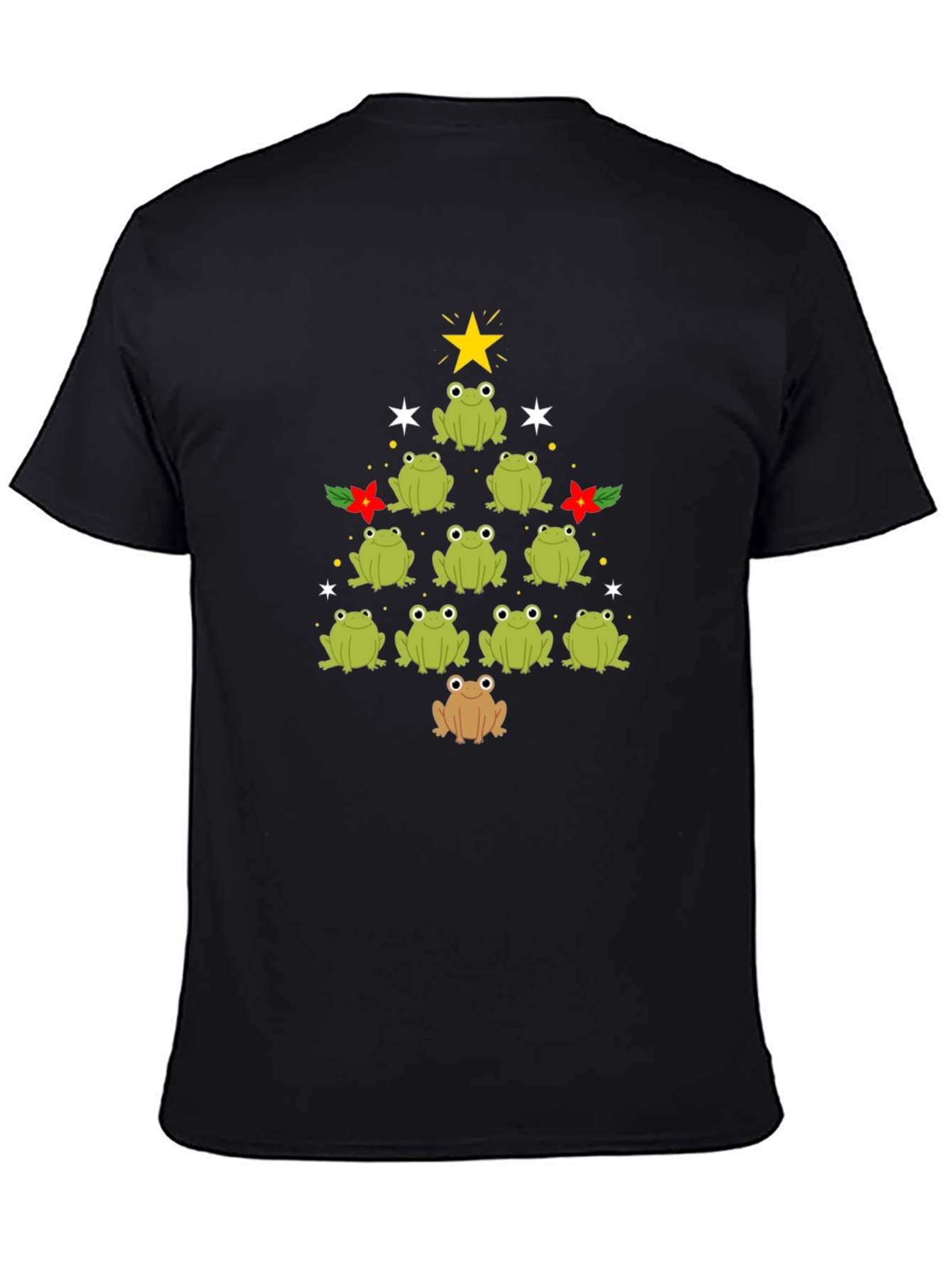 Frog Christmas Tree Black T-Shirt