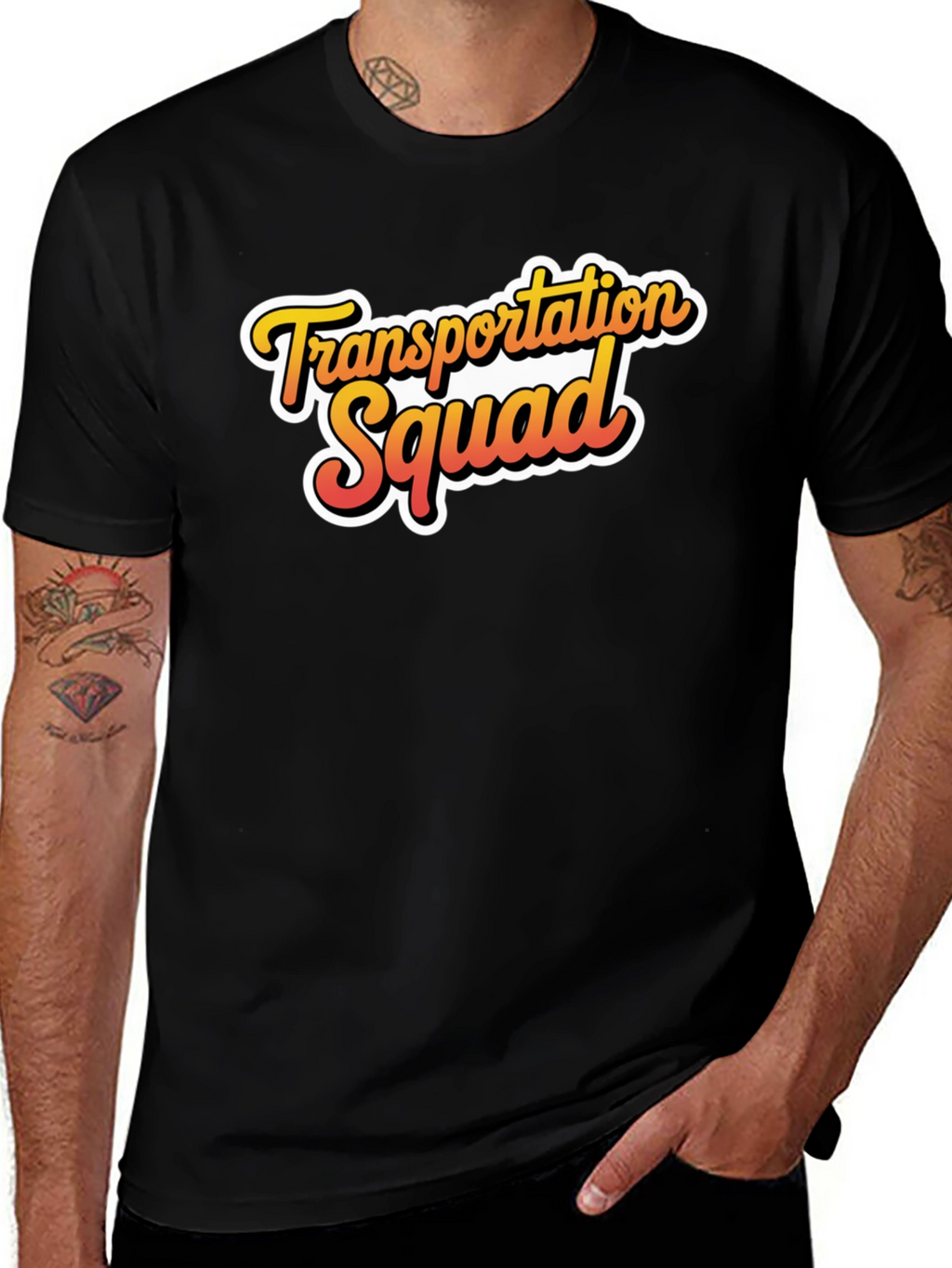 Transportation Squad Graphic Tee - Black Cotton Blend