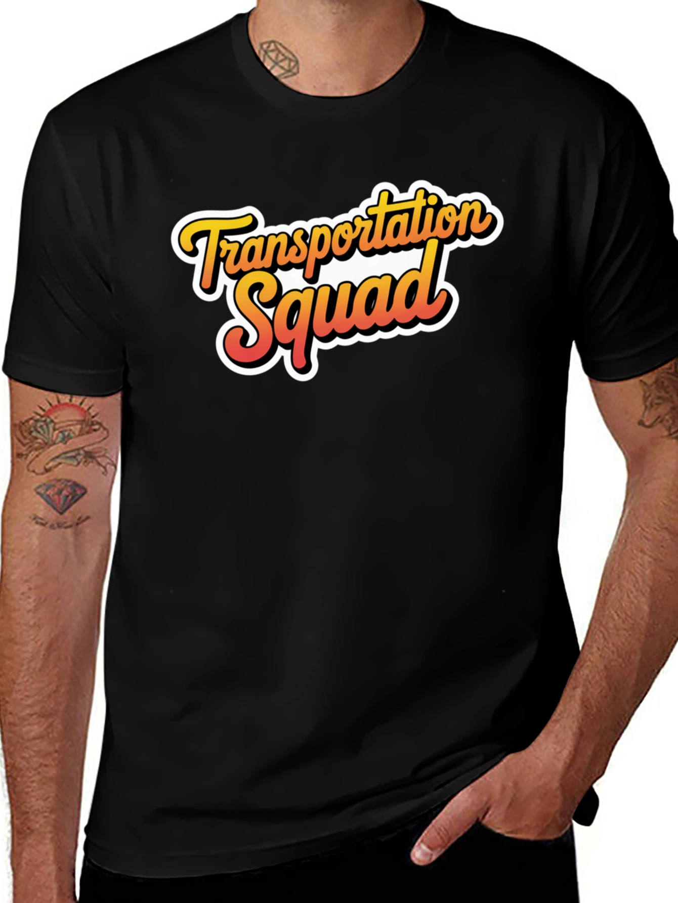 Transportation Squad Graphic Tee - Black Cotton Blend