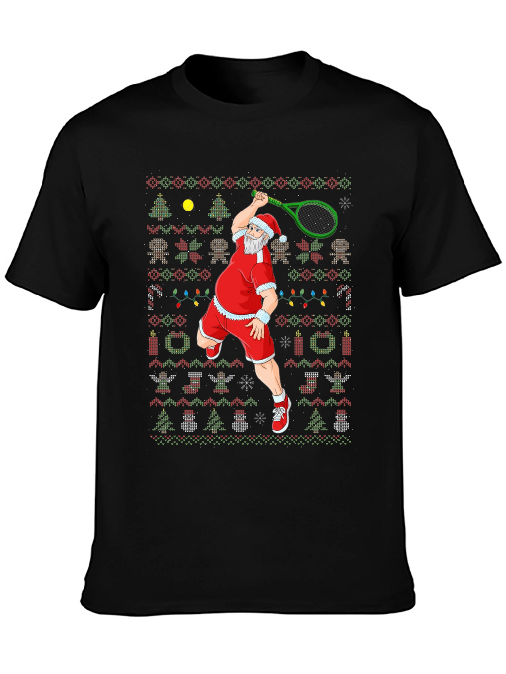 Santa Tennis Ugly Christmas T-Shirt