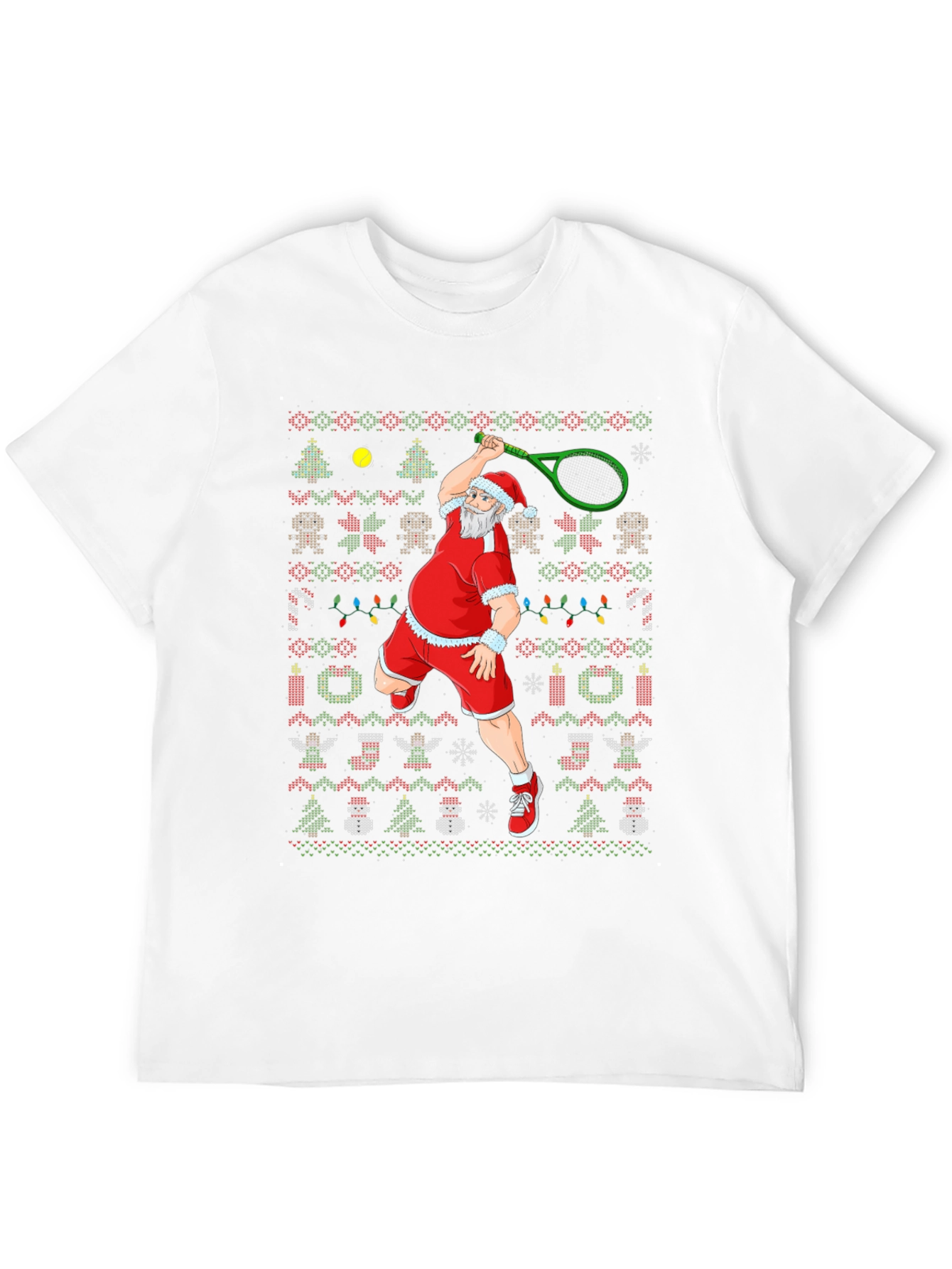 Santa Tennis Ugly Christmas T-Shirt