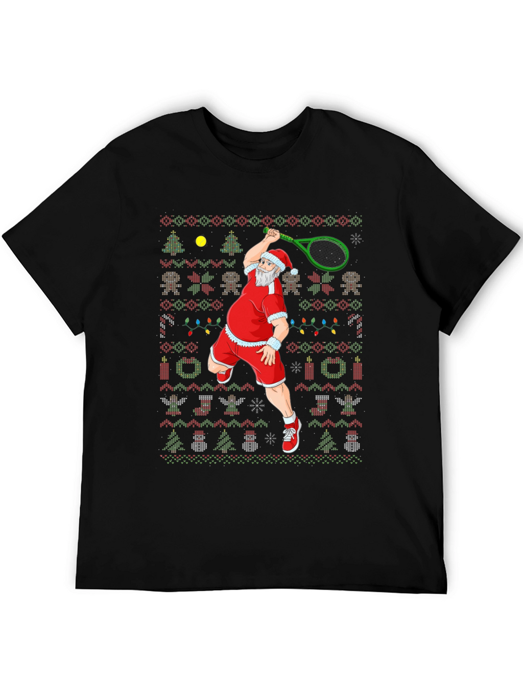 Santa Tennis Ugly Christmas T-Shirt