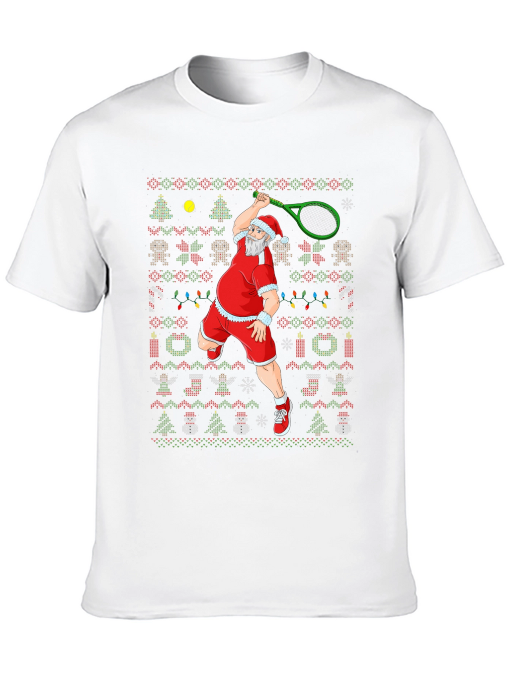 Santa Tennis Ugly Christmas T-Shirt