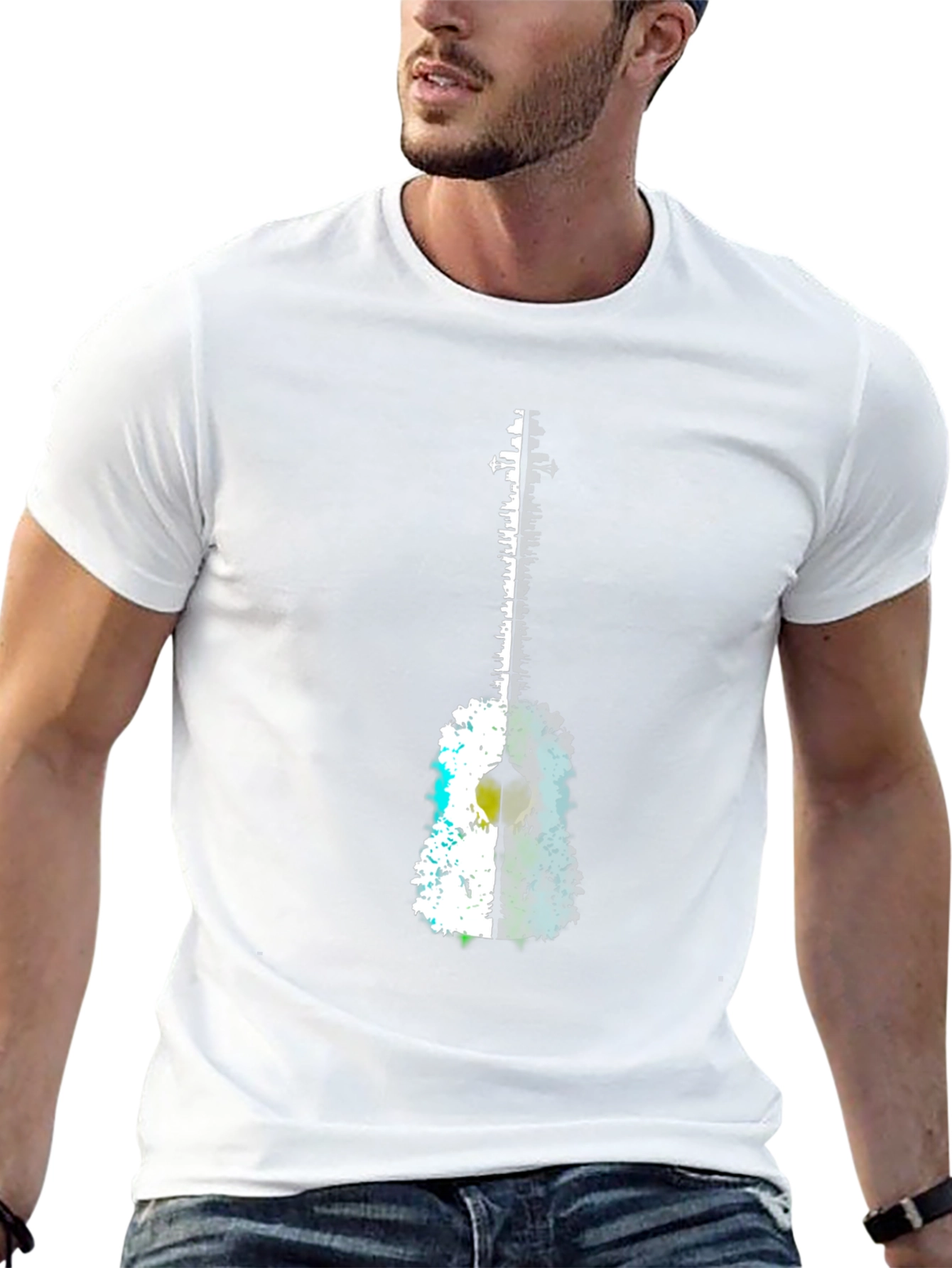 Abstract Guitar Graphic Tee - Black T-Shirt