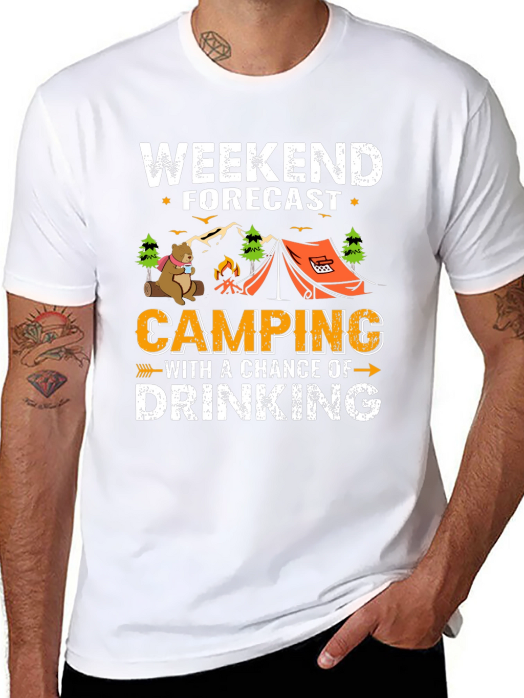 Weekend Forecast Camping Drinking T-Shirt