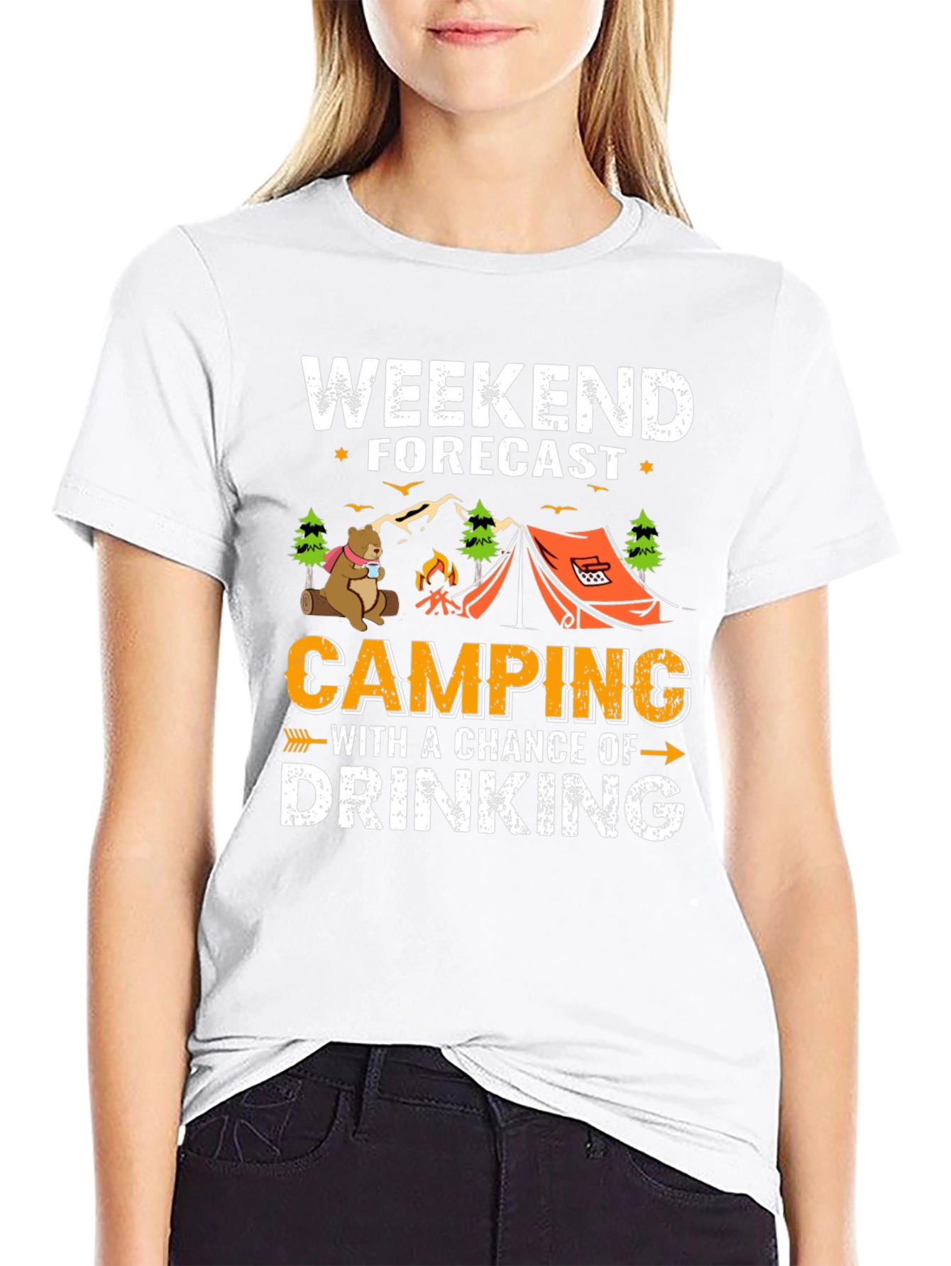 Weekend Forecast Camping Drinking T-Shirt