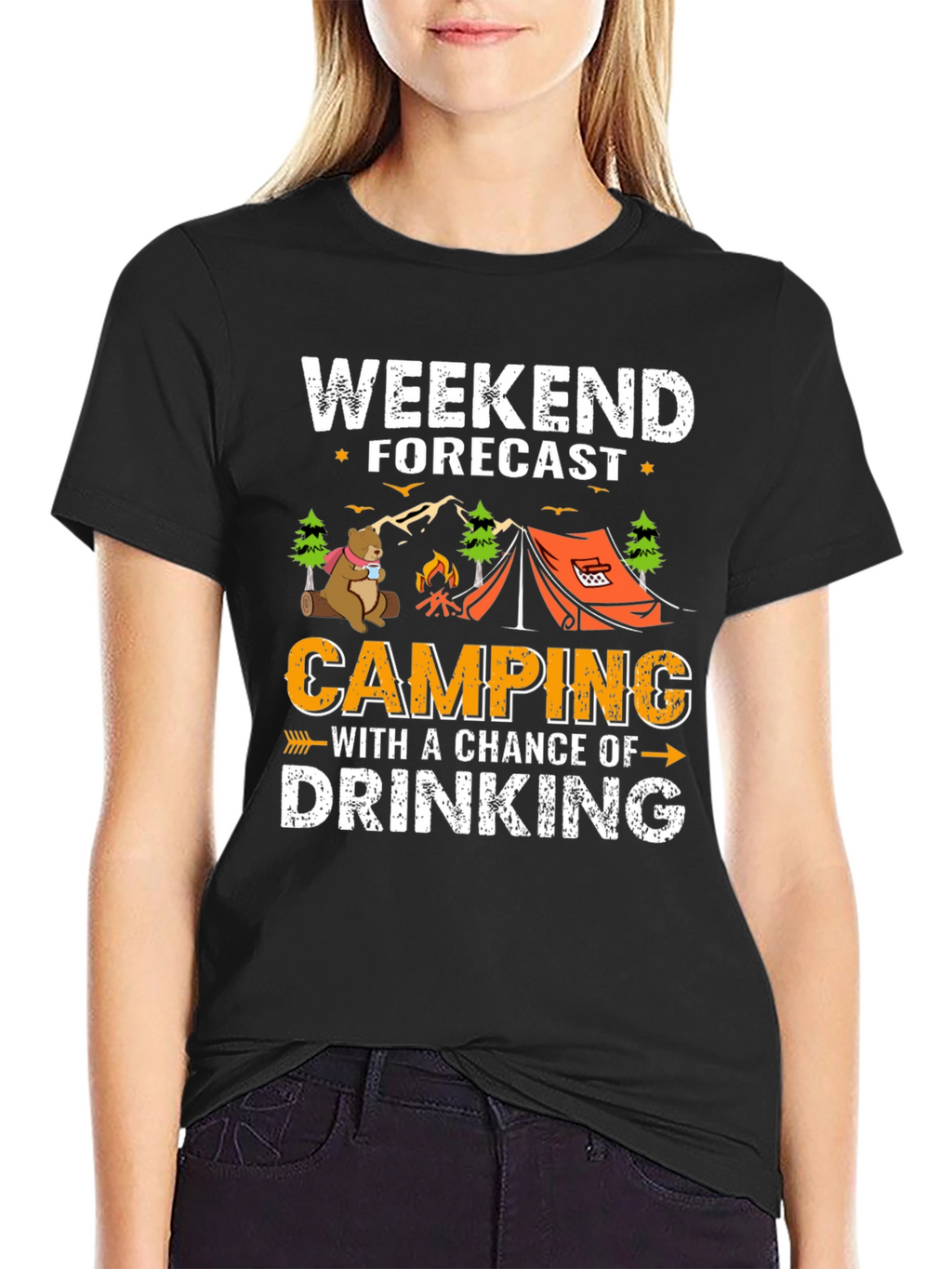 Weekend Forecast Camping Drinking T-Shirt