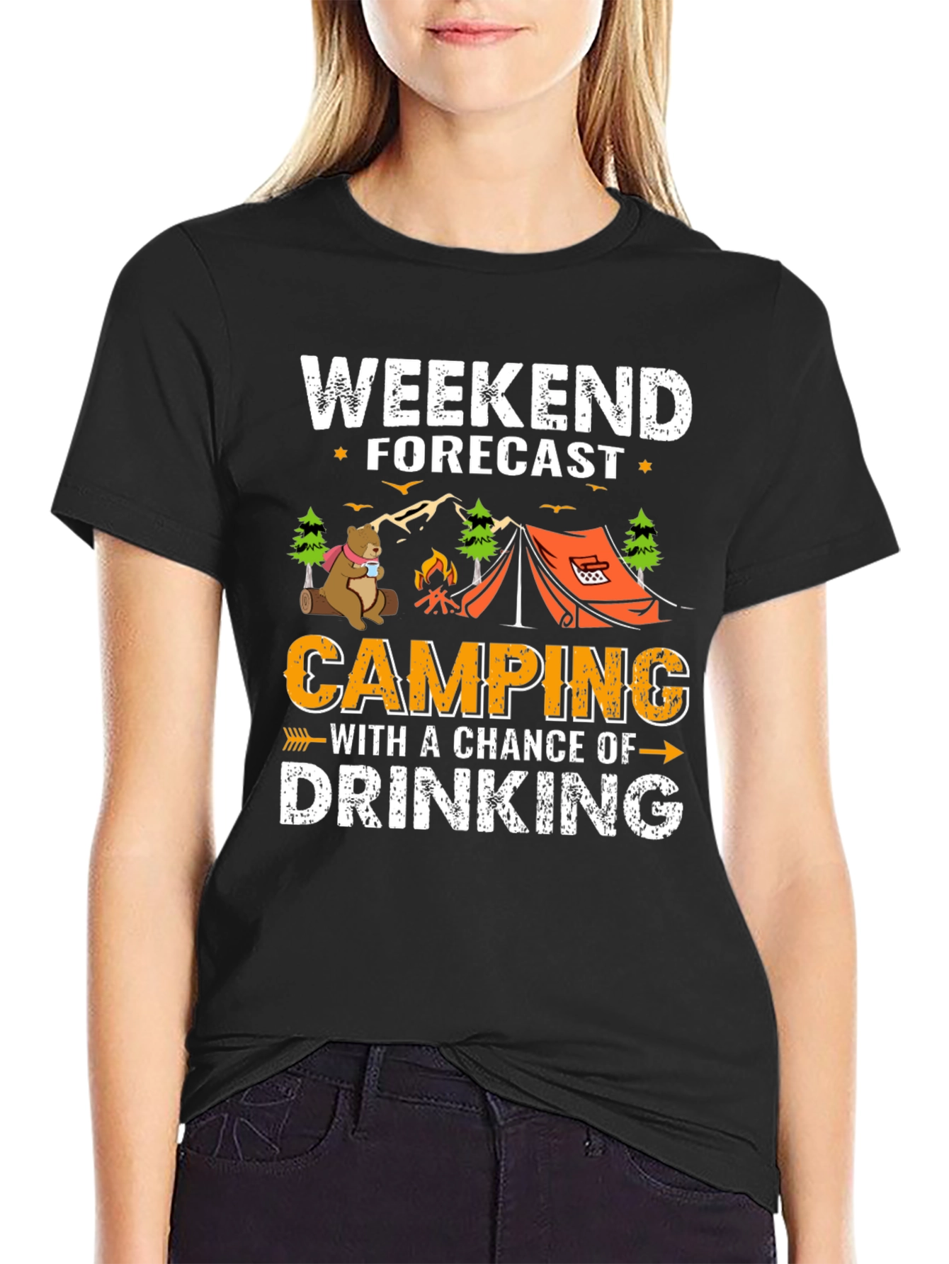 Weekend Forecast Camping Drinking T-Shirt