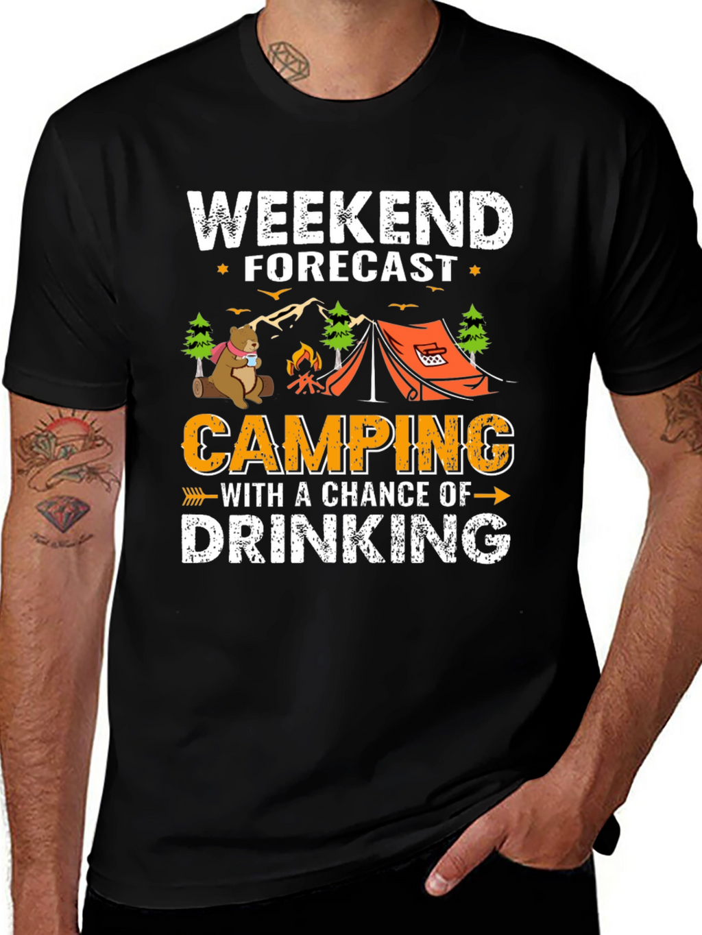Weekend Forecast Camping Drinking T-Shirt