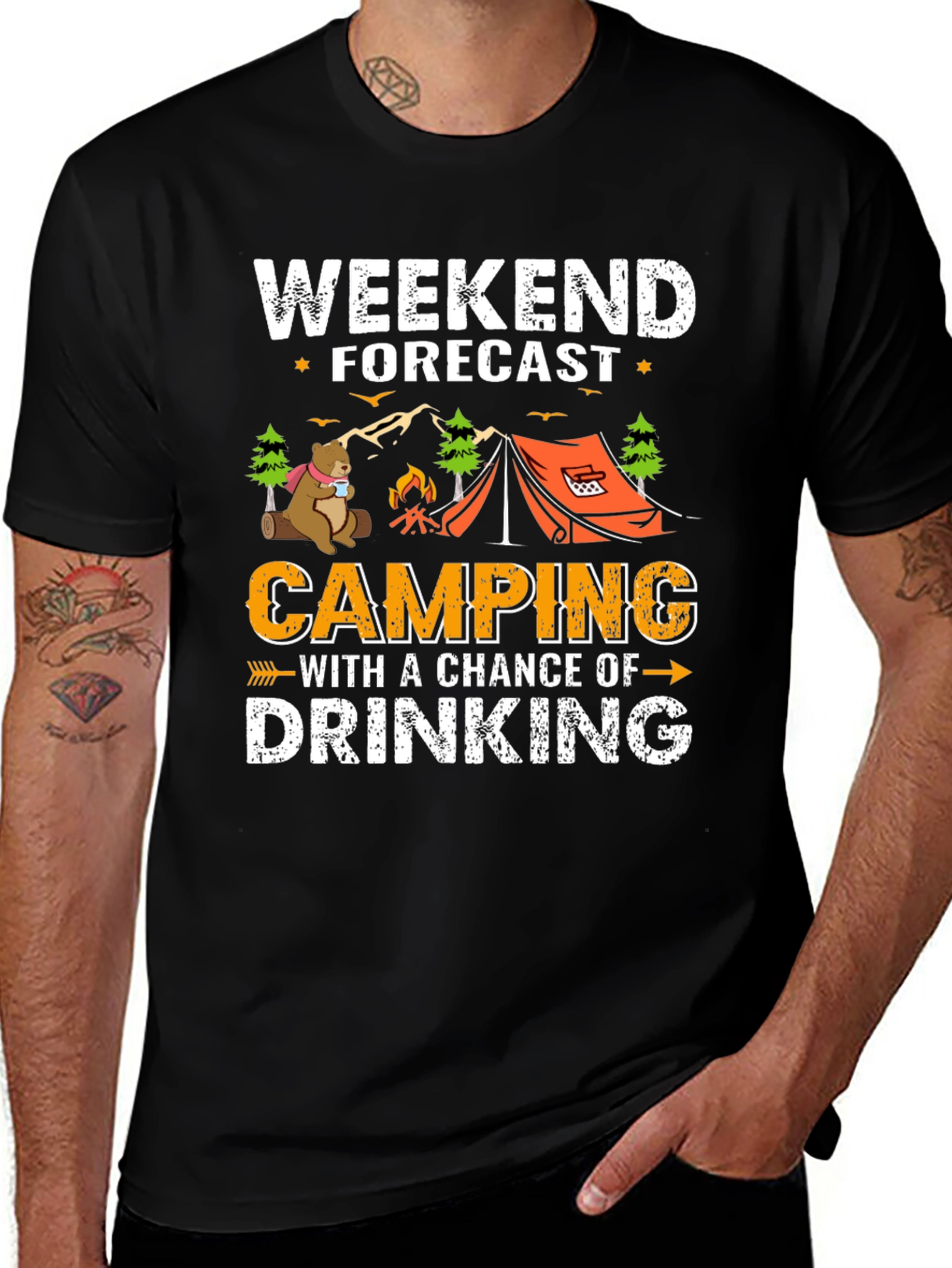 Weekend Forecast Camping Drinking T-Shirt
