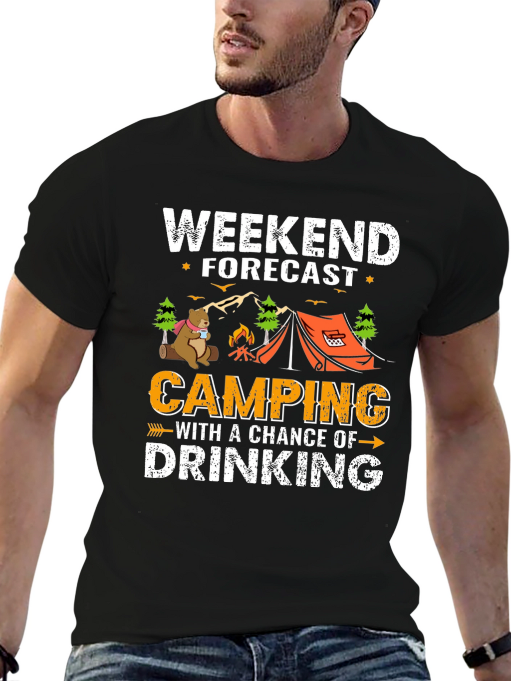 Weekend Forecast Camping Drinking T-Shirt