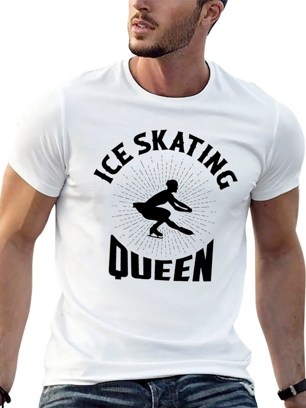 Ice Skating Queen Black Graphic Tee