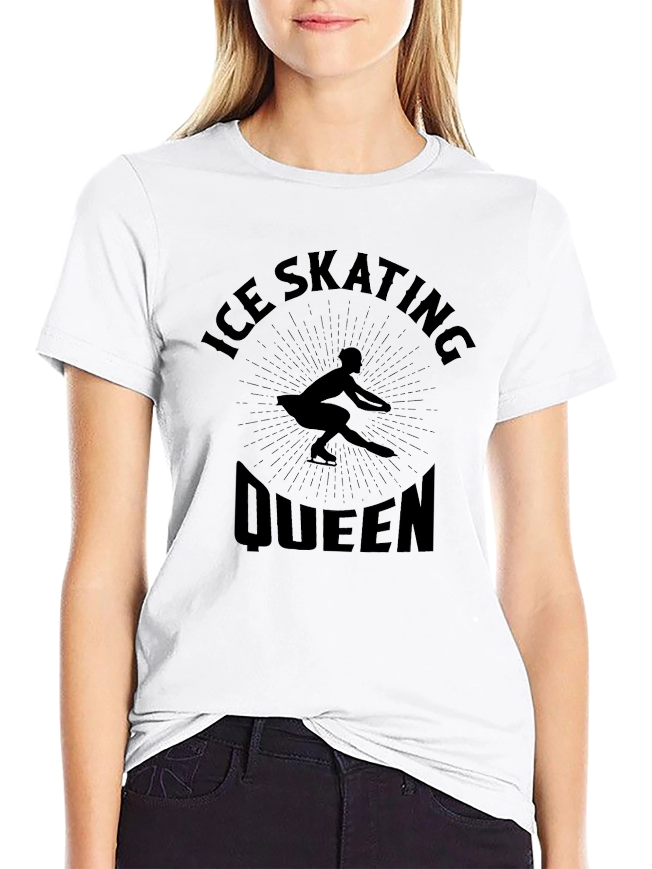 Ice Skating Queen Black Graphic Tee
