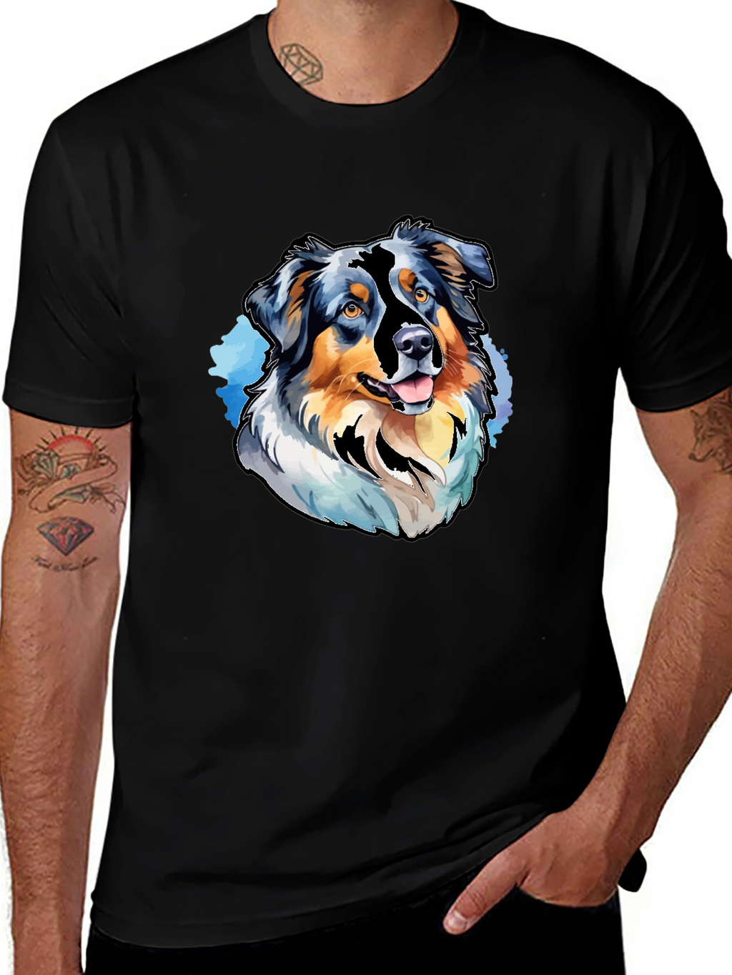 Dog Breed Graphic Tee - Black Casual T-Shirt
