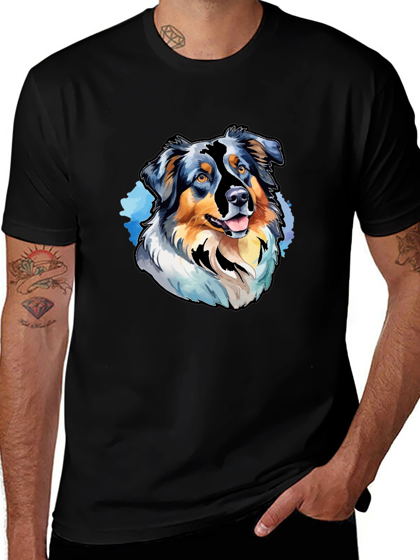 Dog Breed Graphic Tee - Black Casual T-Shirt
