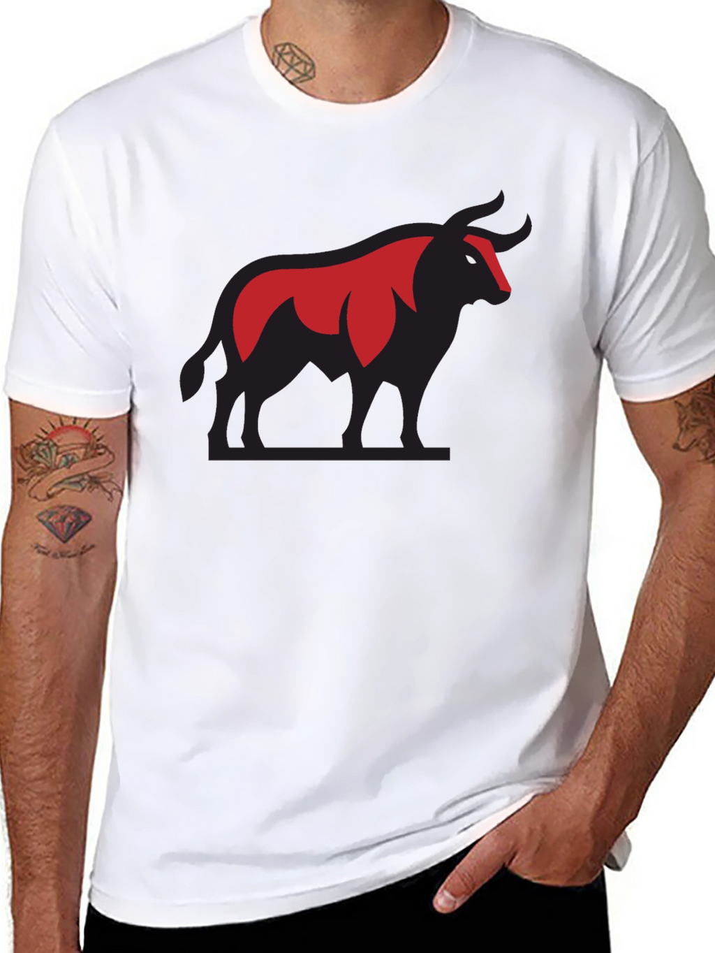 Bold Bull Graphic Tee - Black Cotton