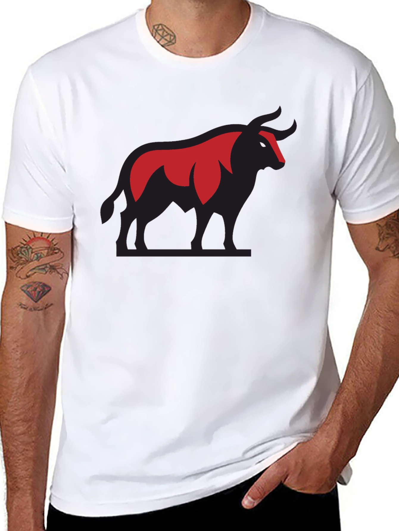 Bold Bull Graphic Tee - Black Cotton