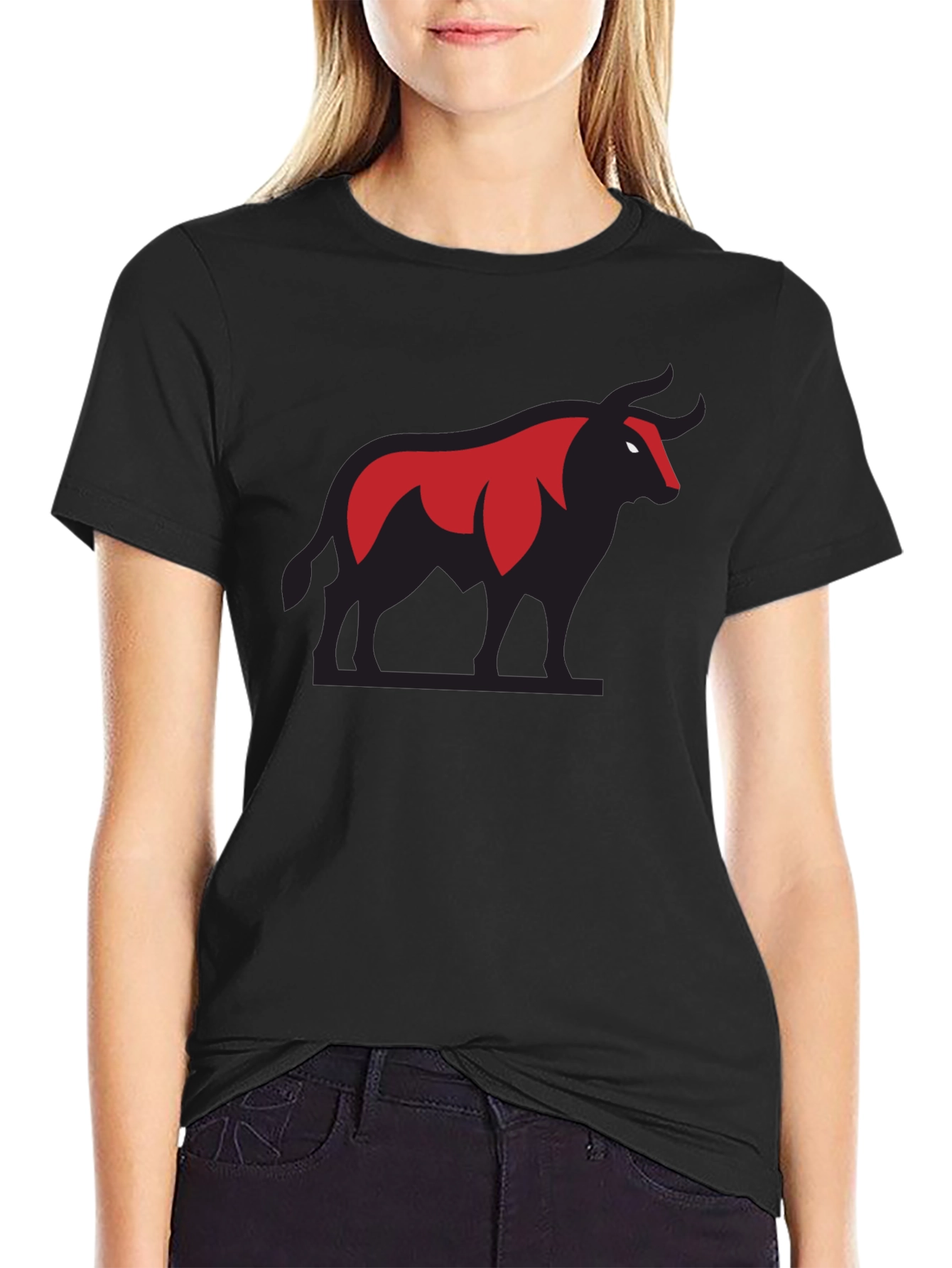 Bold Bull Graphic Tee - Black Cotton