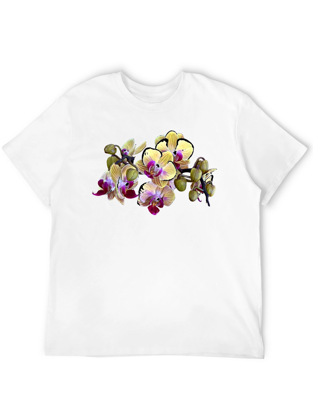 Orchid Print Black T-Shirt