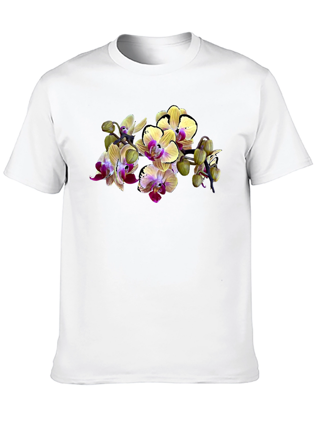 Orchid Print Black T-Shirt