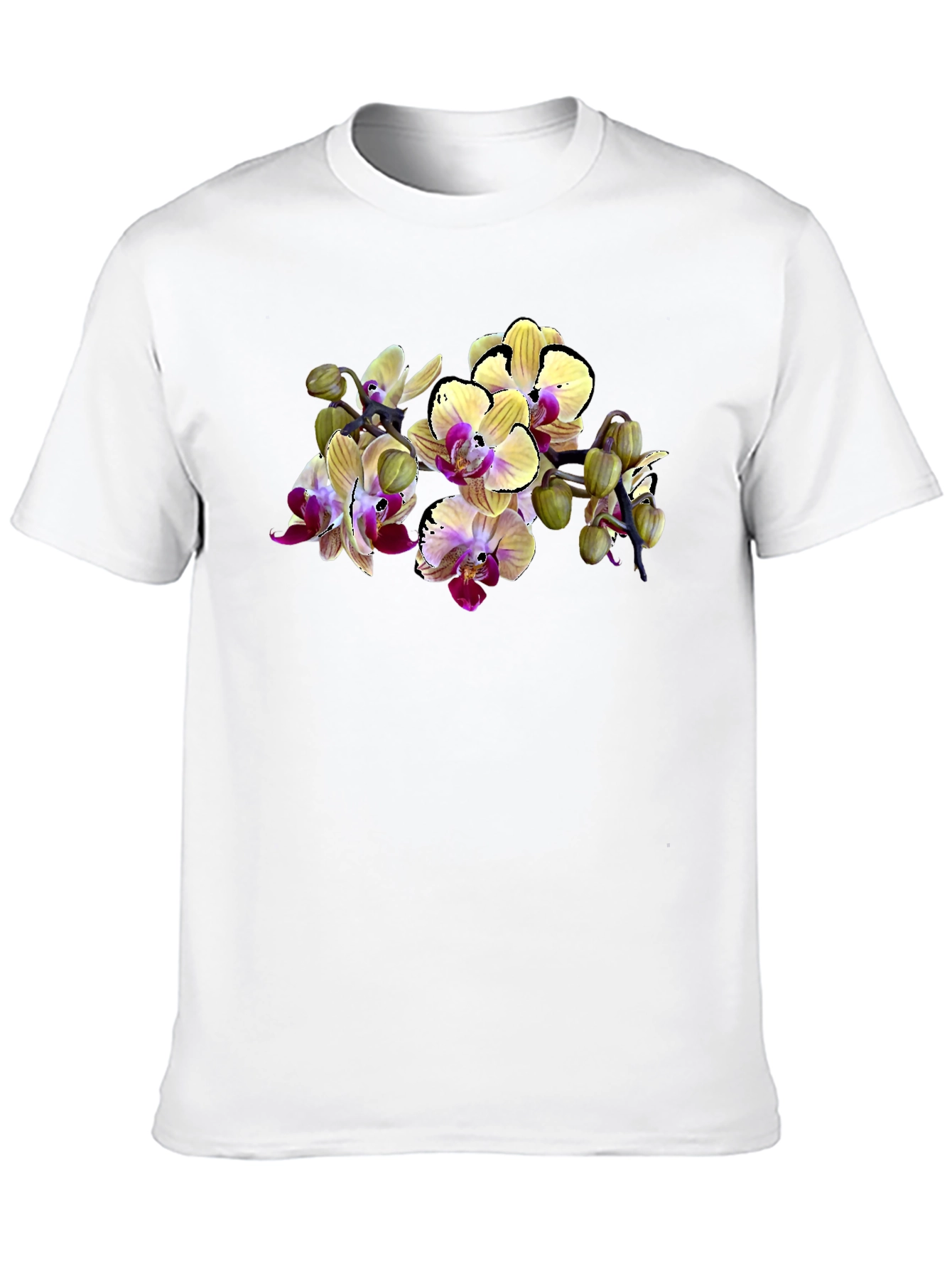 Orchid Print Black T-Shirt