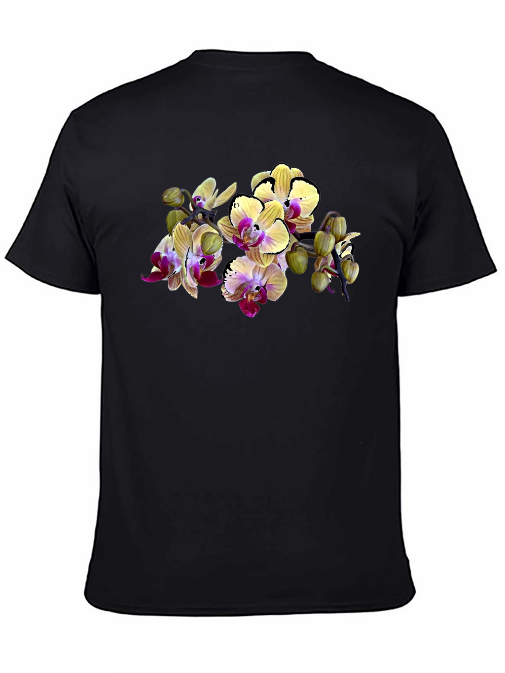 Orchid Print Black T-Shirt