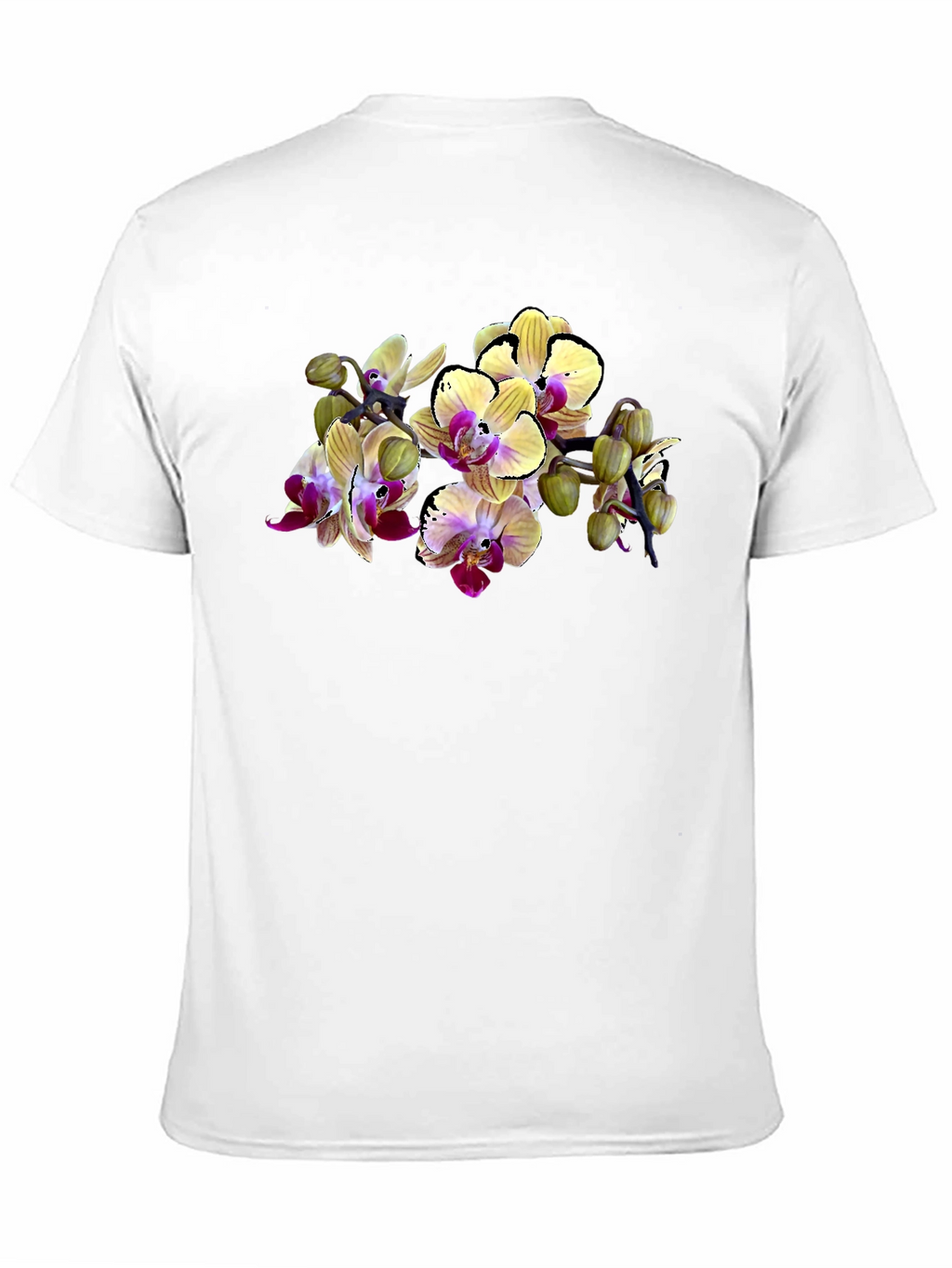 Orchid Print Black T-Shirt