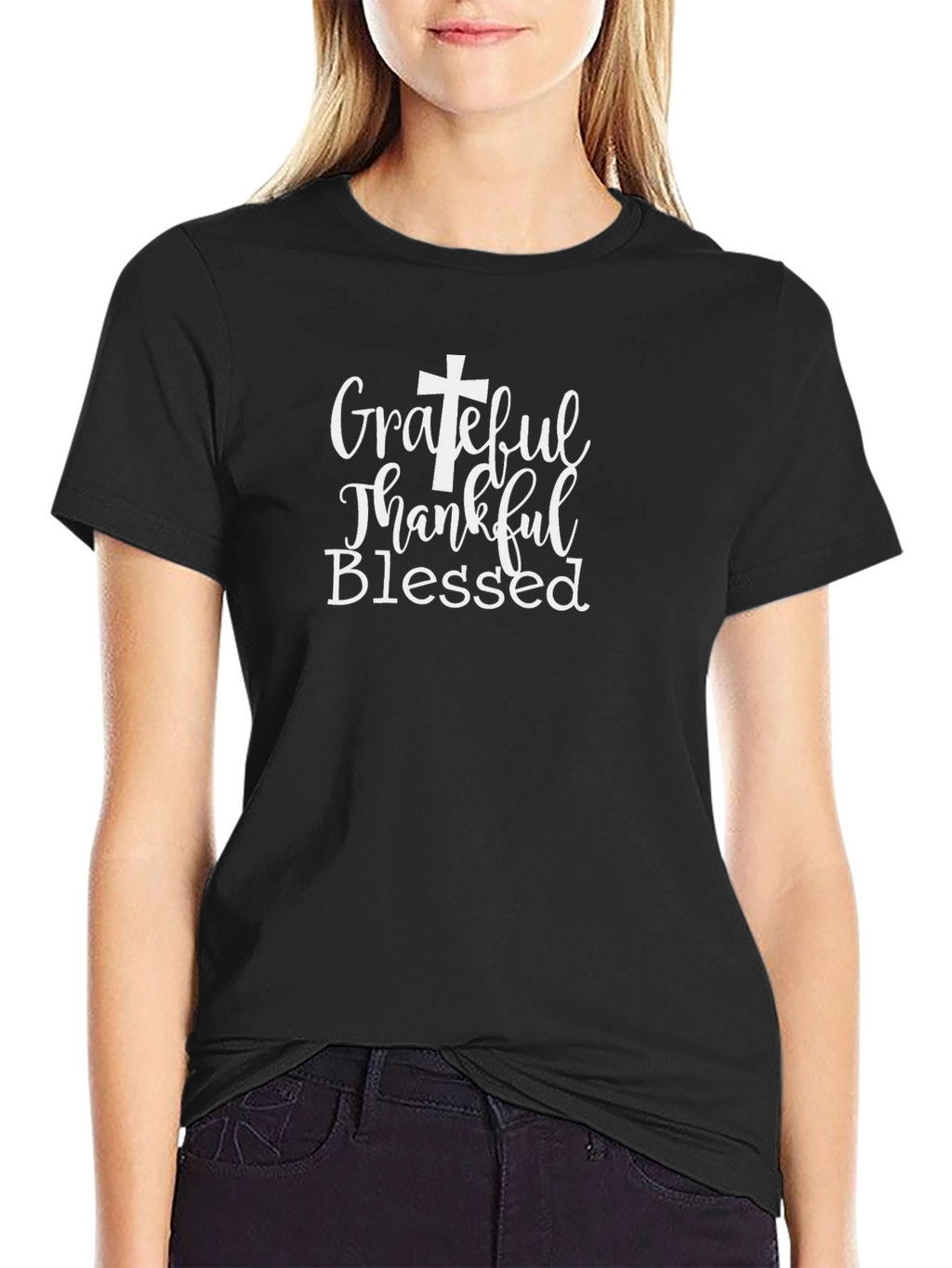 Grateful Thankful Blessed Black T-Shirt