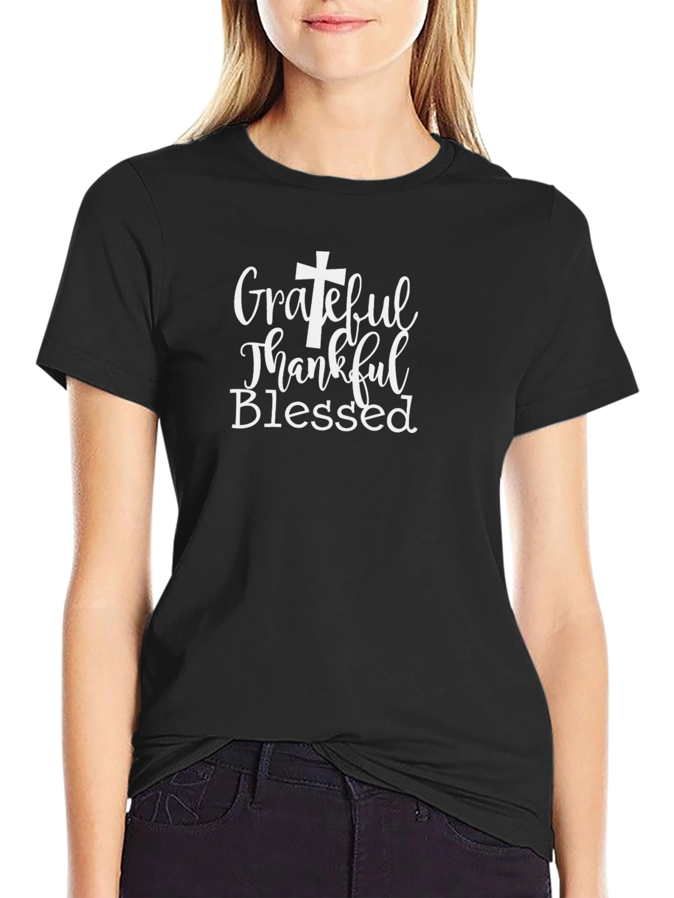 Grateful Thankful Blessed Black T-Shirt