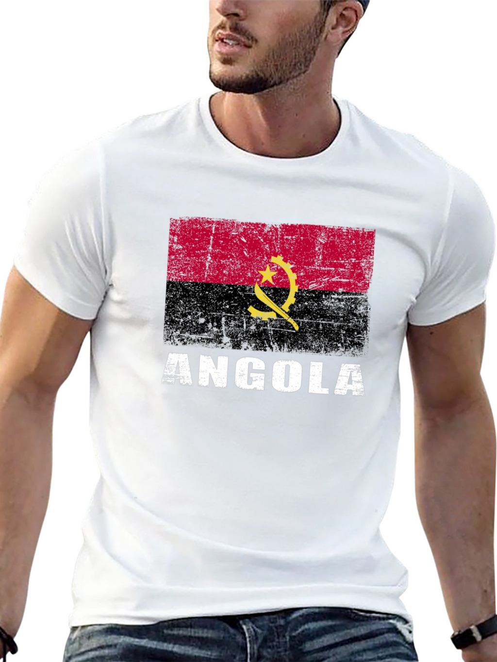 Angola Flag T-Shirt - Distressed Graphic Tee