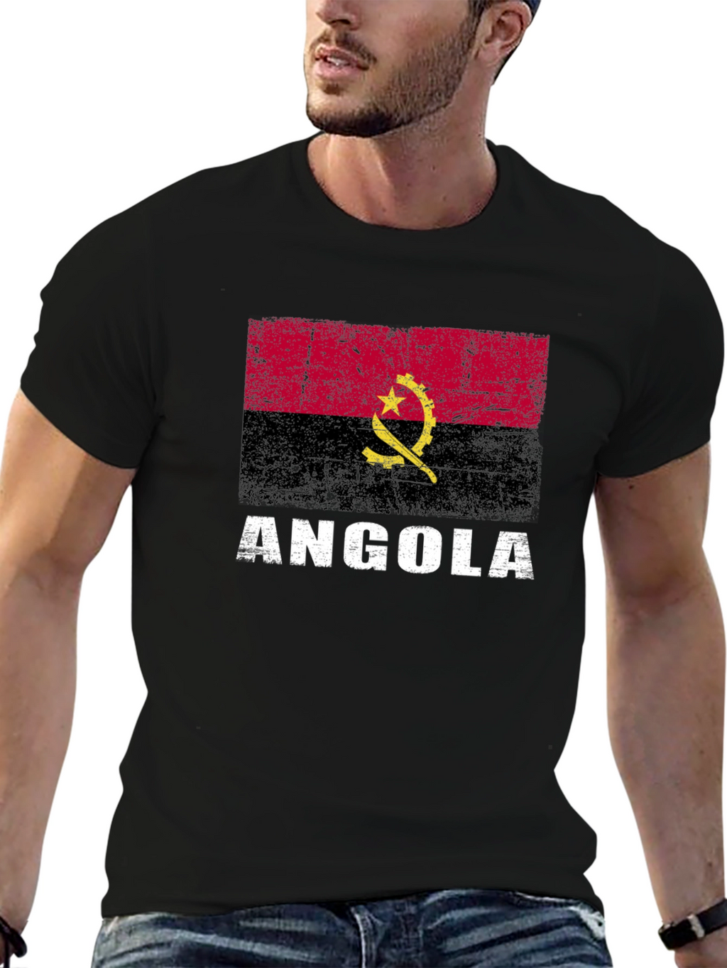 Angola Flag T-Shirt - Distressed Graphic Tee