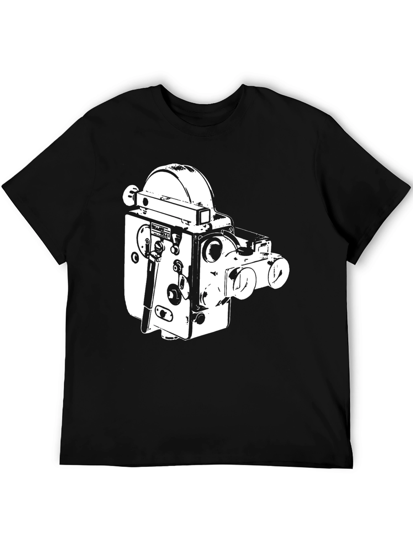 Vintage Camera Graphic Tee - Black Cotton T-Shirt