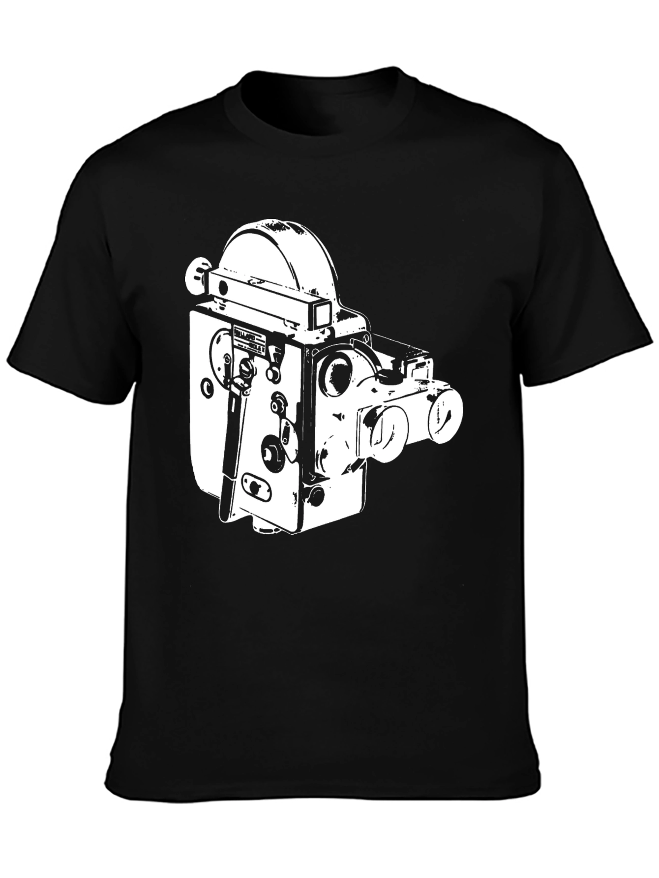 Vintage Camera Graphic Tee - Black Cotton T-Shirt