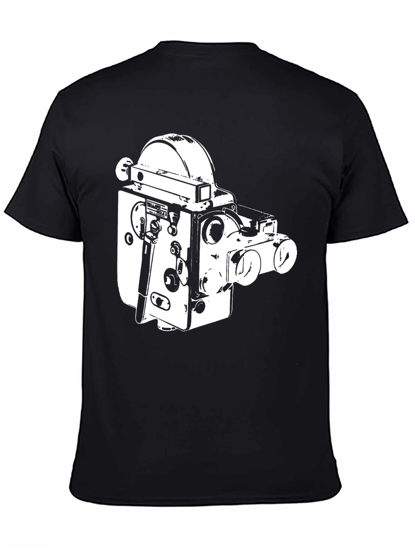 Vintage Camera Graphic Tee - Black Cotton T-Shirt