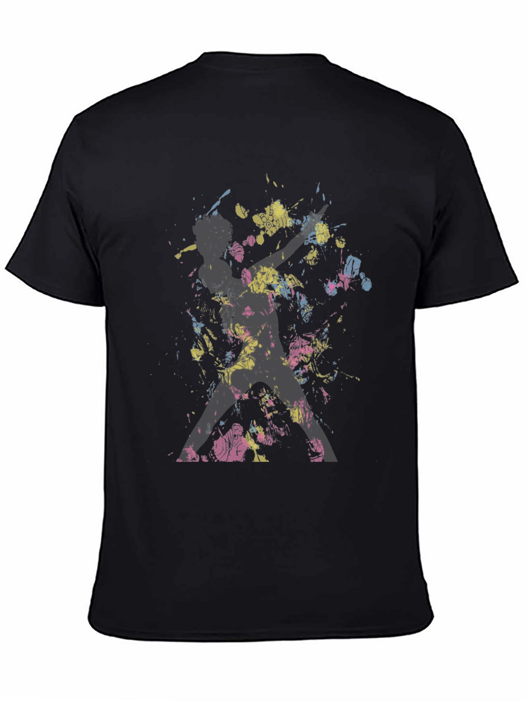 Abstract Splatter Print Black T-Shirt