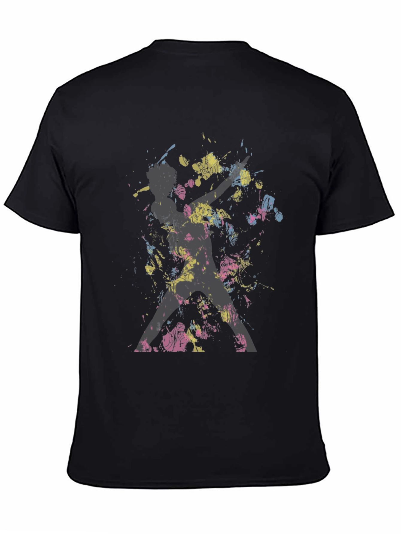 Abstract Splatter Print Black T-Shirt