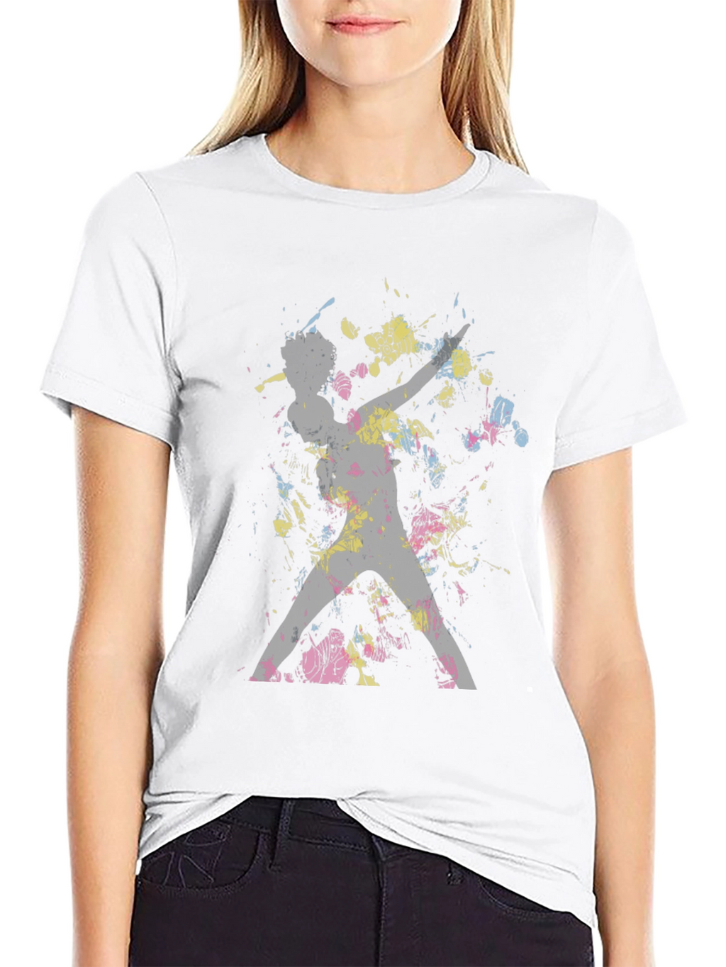 Abstract Splatter Print Black T-Shirt