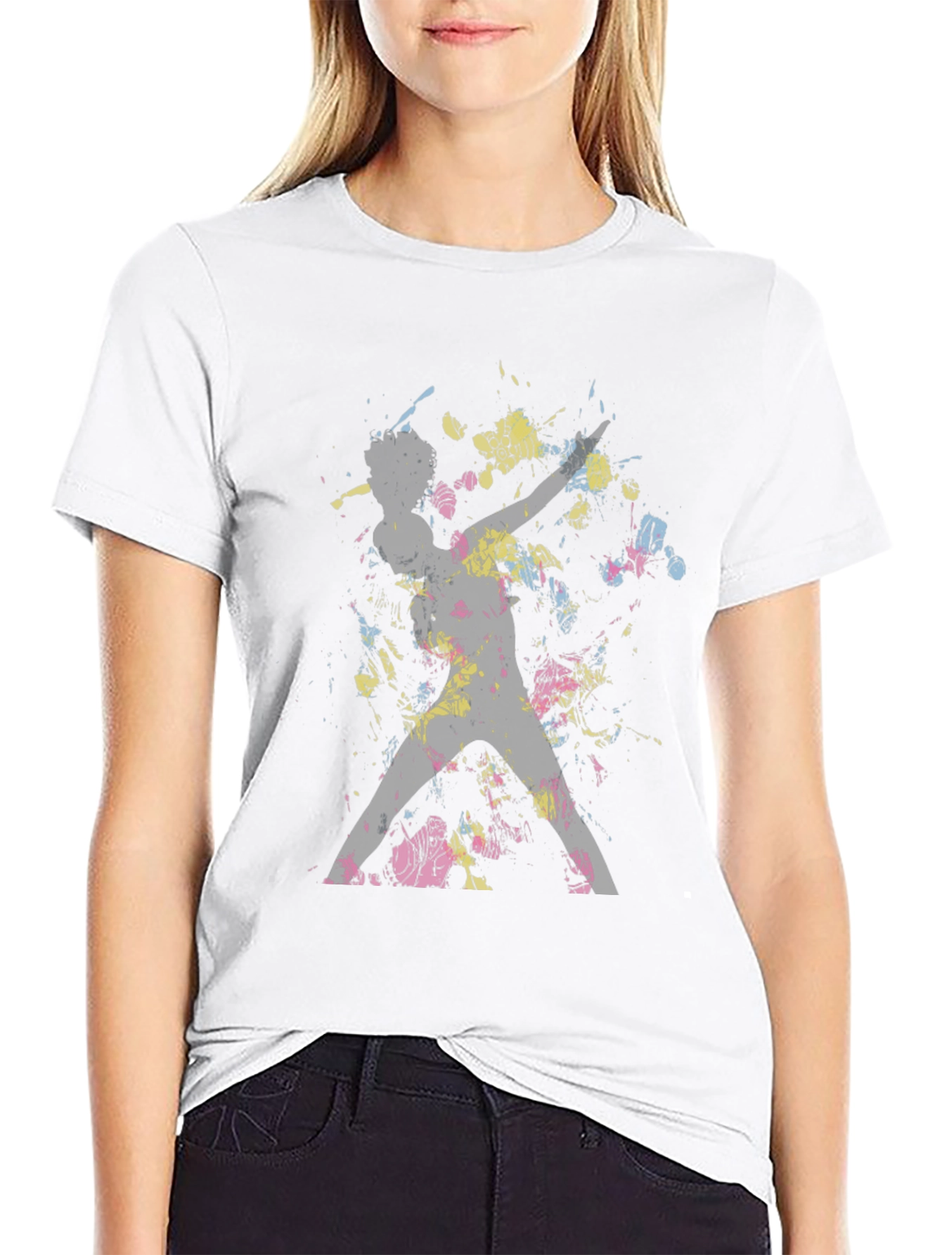 Abstract Splatter Print Black T-Shirt
