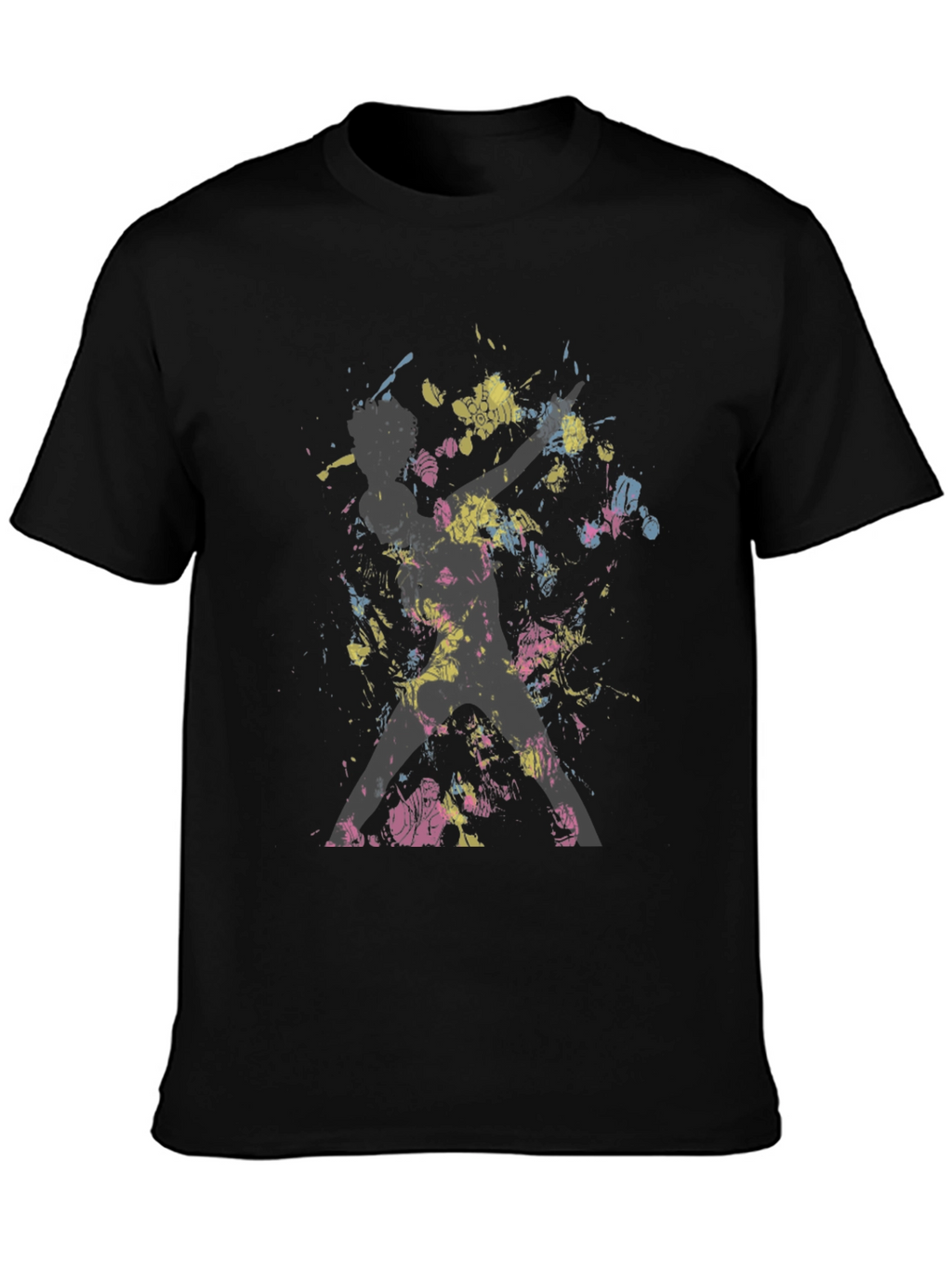 Abstract Splatter Print Black T-Shirt
