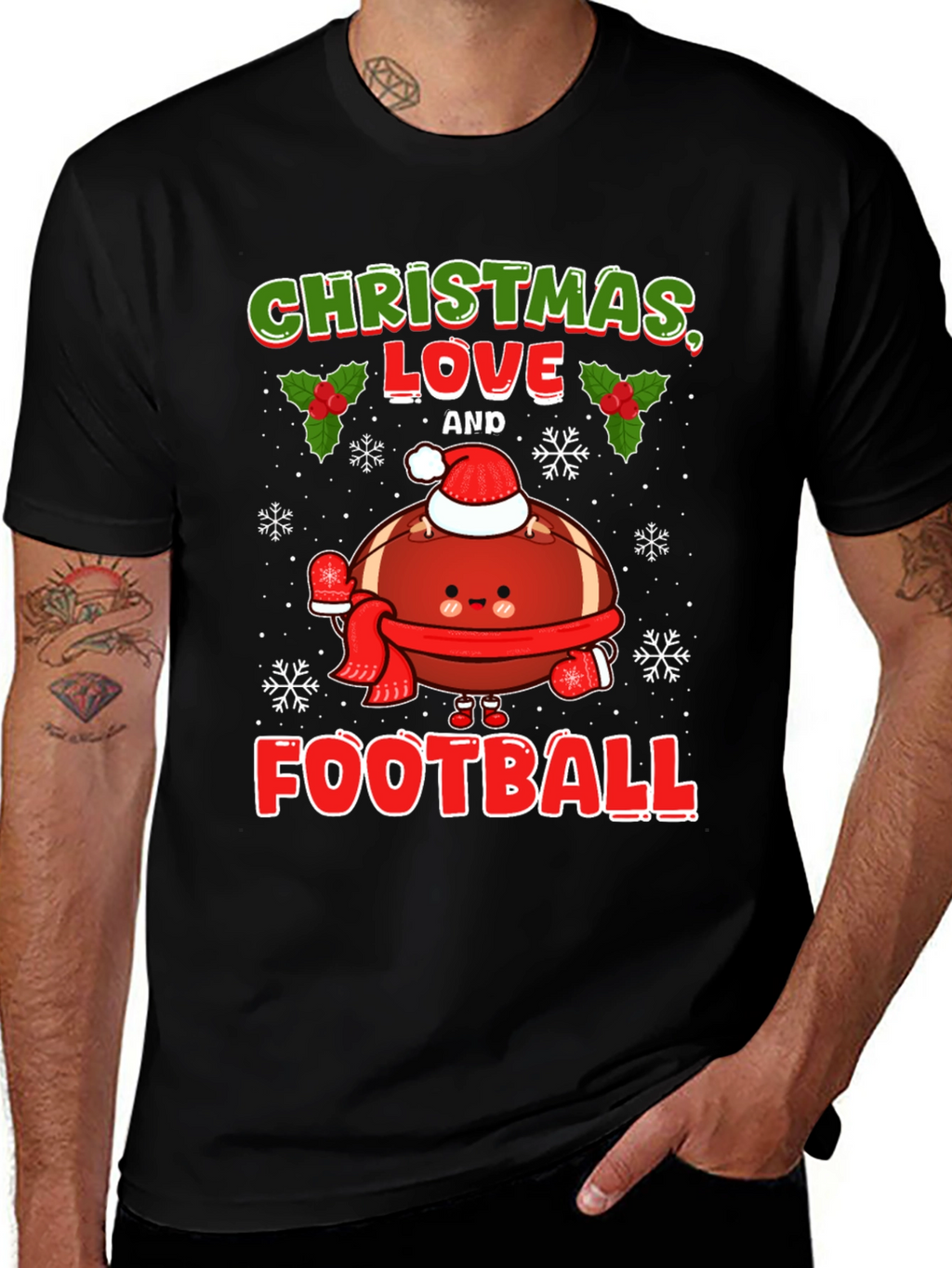 Christmas Love and Football T-Shirt