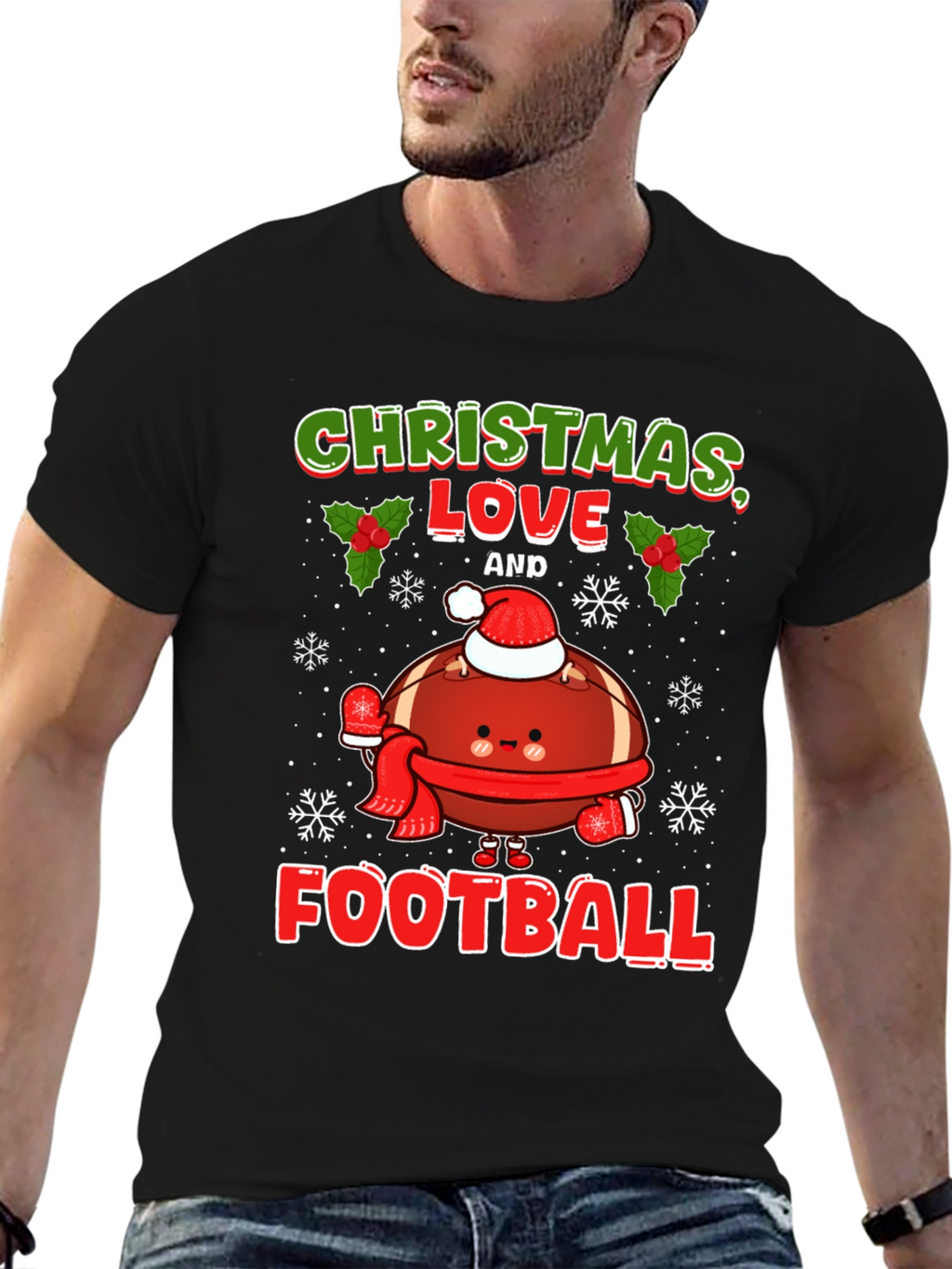 Christmas Love and Football T-Shirt