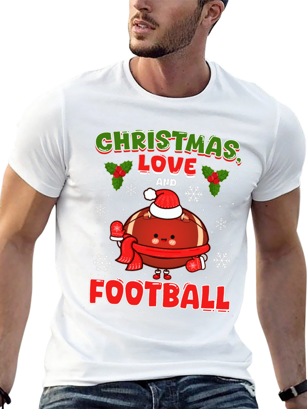 Christmas Love and Football T-Shirt