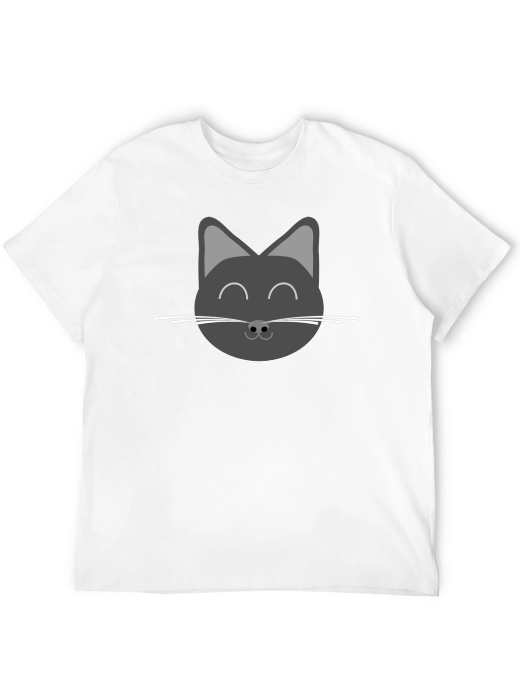 Cute Cat Face Graphic T-Shirt - Black