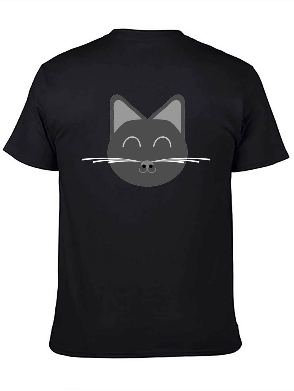 Cute Cat Face Graphic T-Shirt - Black